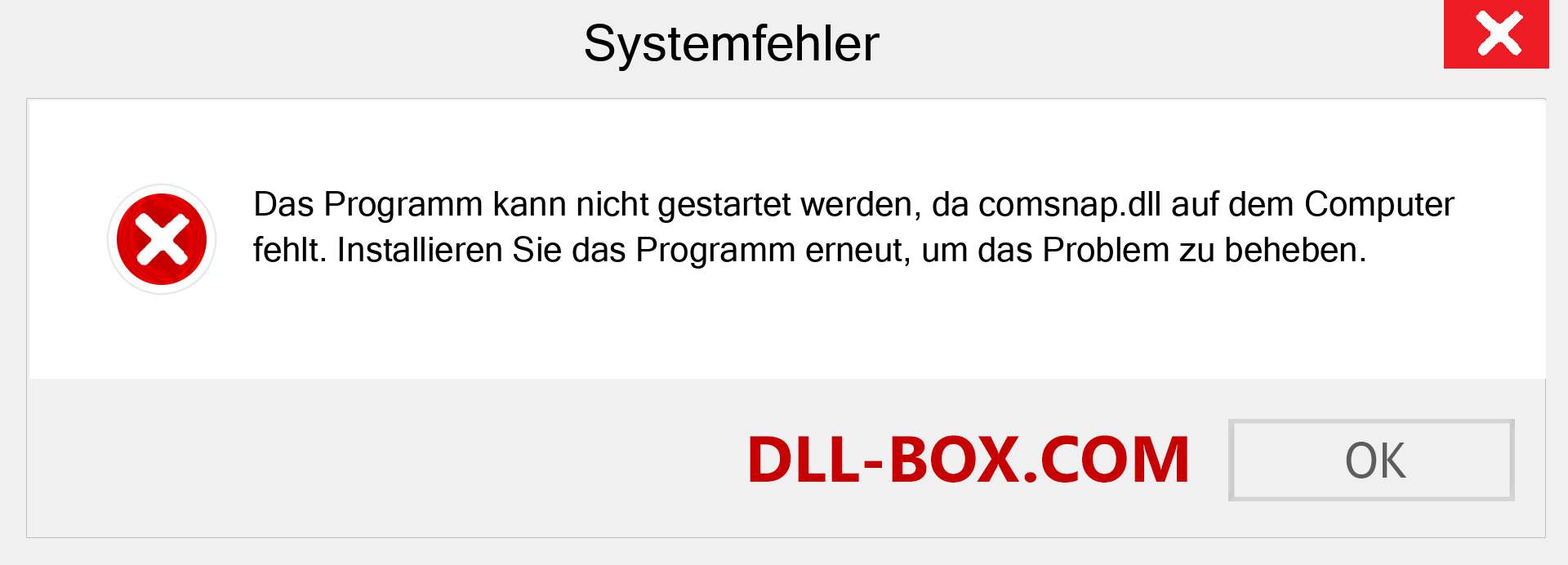 comsnap.dll-Datei fehlt?. Download für Windows 7, 8, 10 - Fix comsnap dll Missing Error unter Windows, Fotos, Bildern