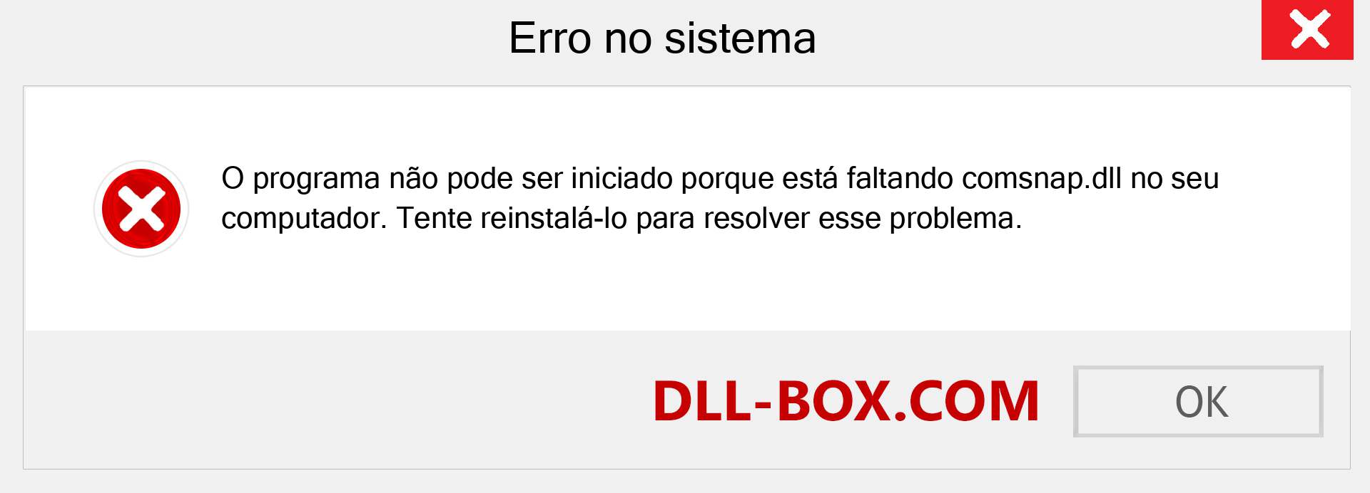 Arquivo comsnap.dll ausente ?. Download para Windows 7, 8, 10 - Correção de erro ausente comsnap dll no Windows, fotos, imagens